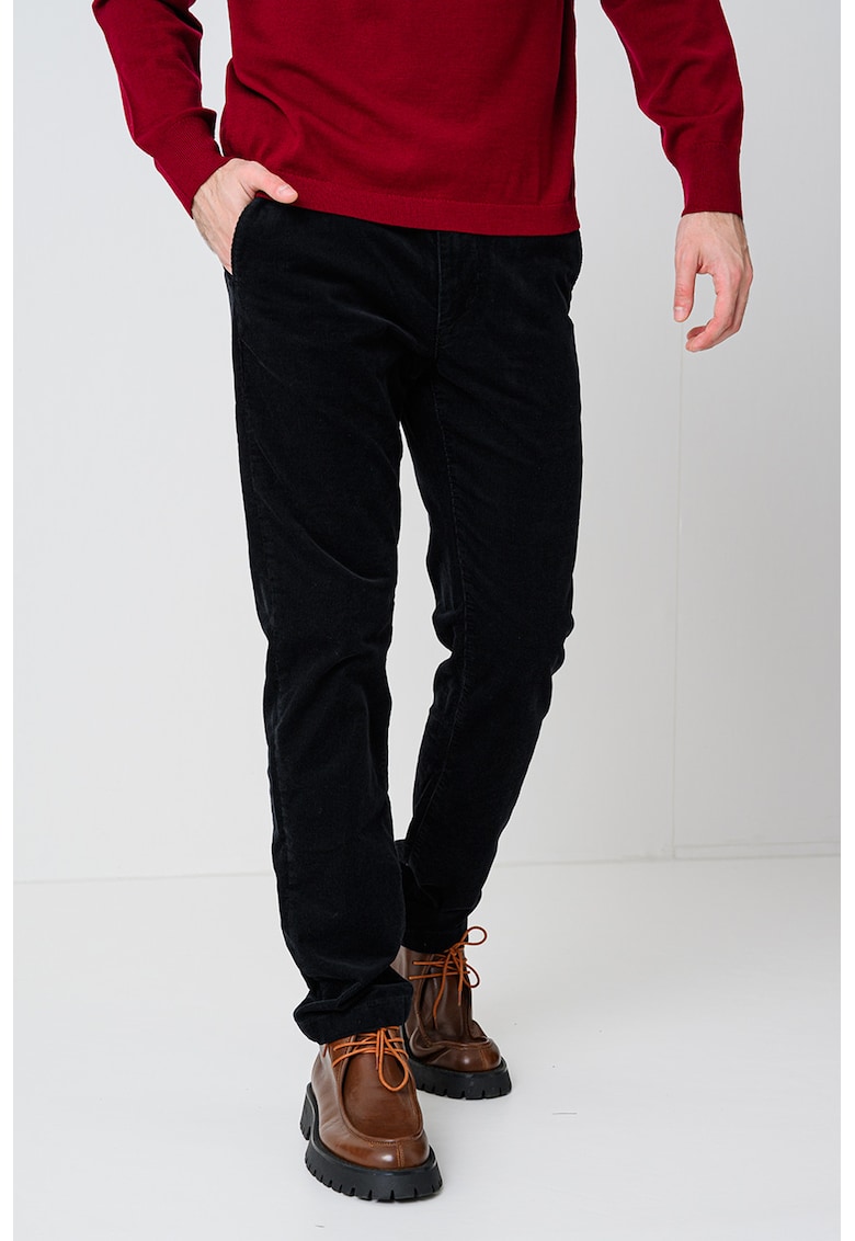 Pantaloni regular-fit din bumbac cu model uni