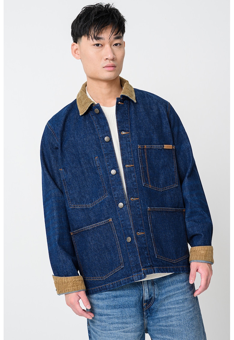 Jacheta din denim cu guler din reiat