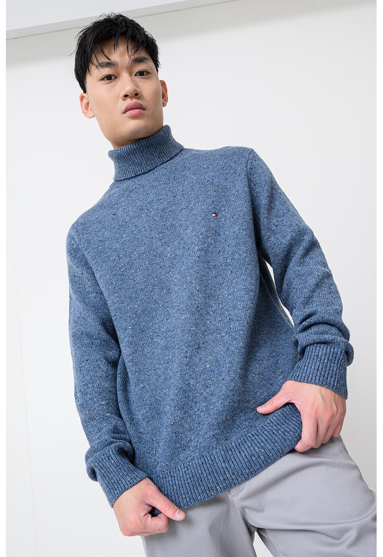 Pulover din amestec de lana cu guler inalt