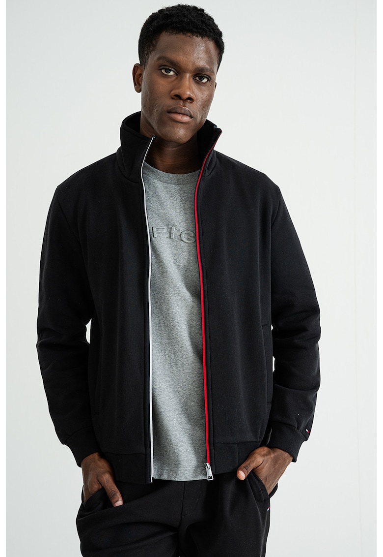 Bluza de trening din amestec de bumbac organic cu fermoar