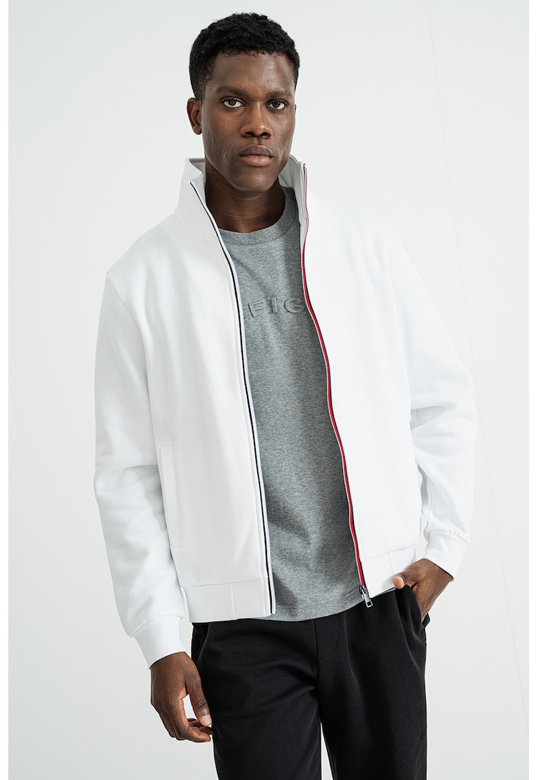 Bluza de trening din amestec de bumbac organic cu fermoar