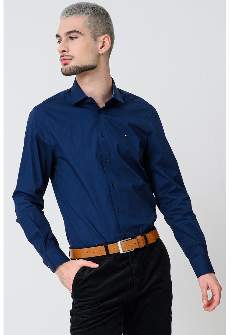 Camasa slim fit din amestec de bumbac - Bleumarin
