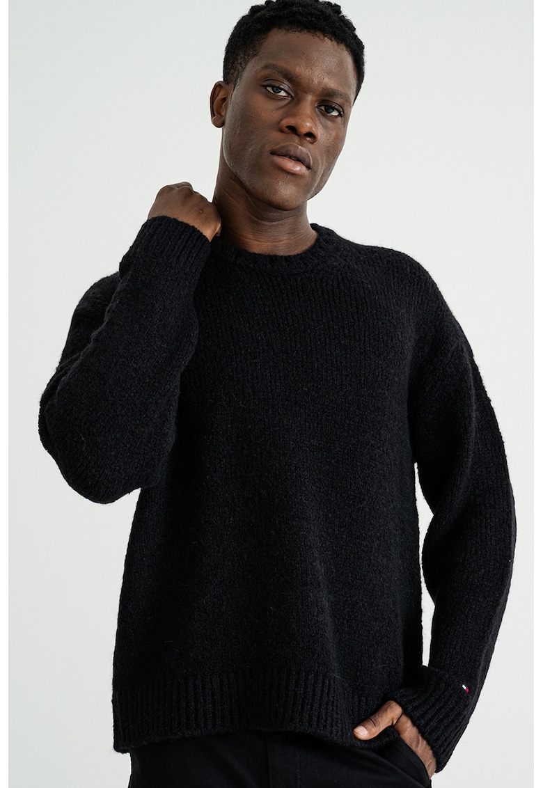 Pulover din amestec de lana alpaca a cu maneci cazute