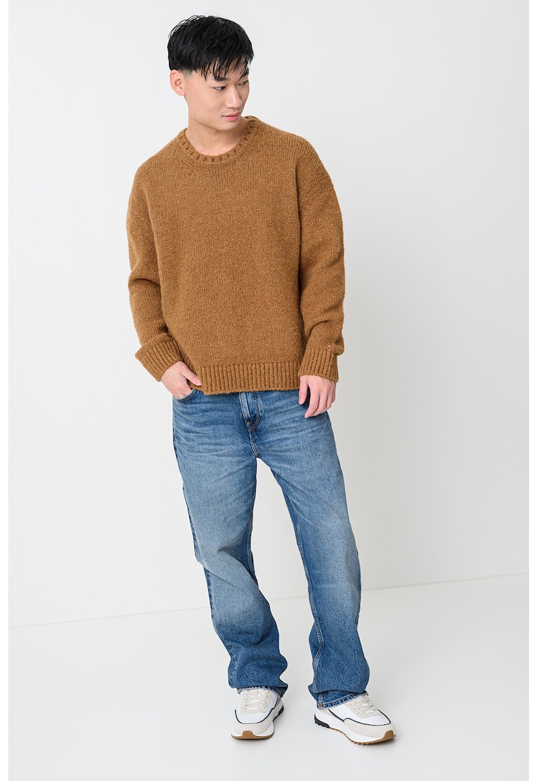 Pulover din amestec de lana alpaca a cu maneci cazute