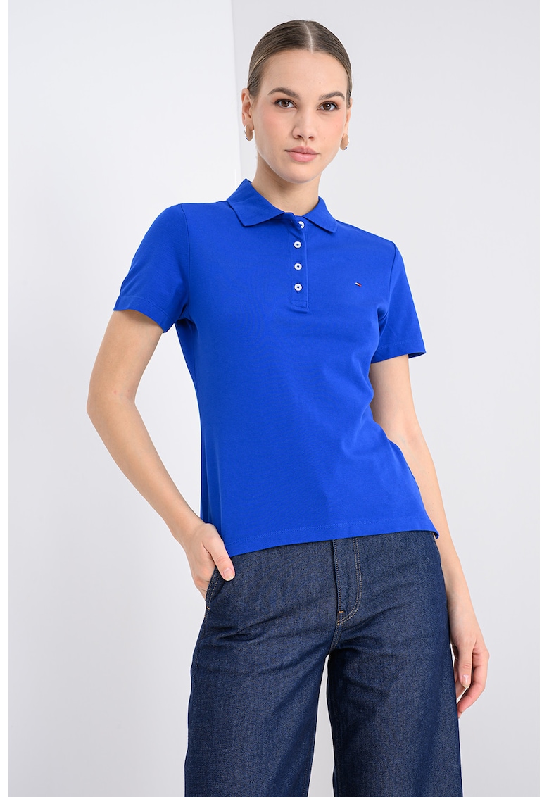 Tricou polo cu croiala slim-fit si logo - Albastru royal