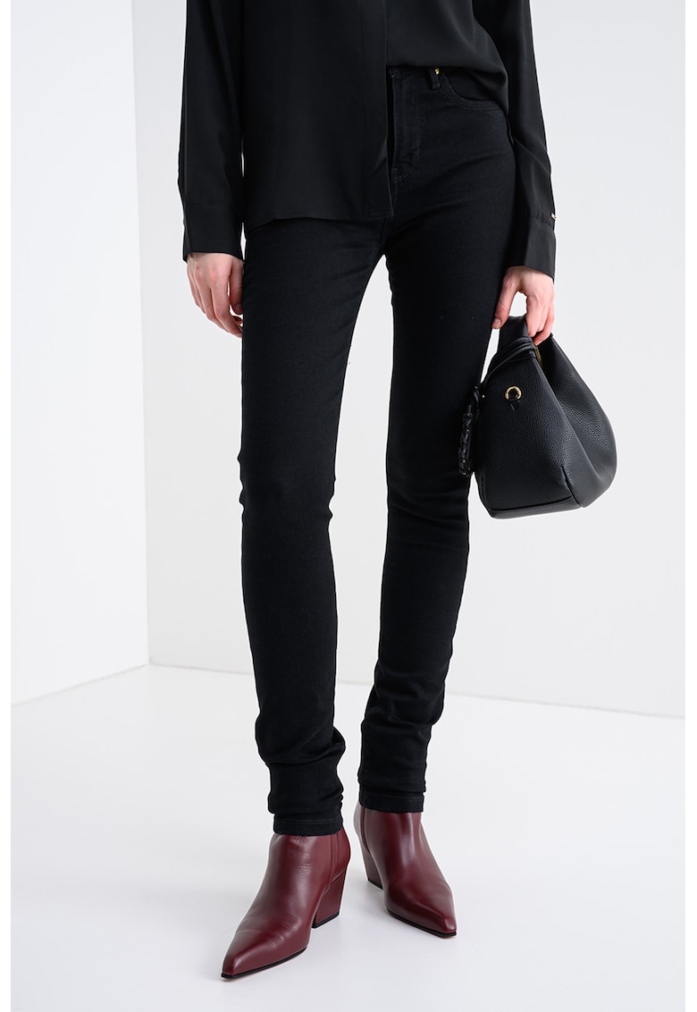 Blugi skinny cu talie medie - Negru