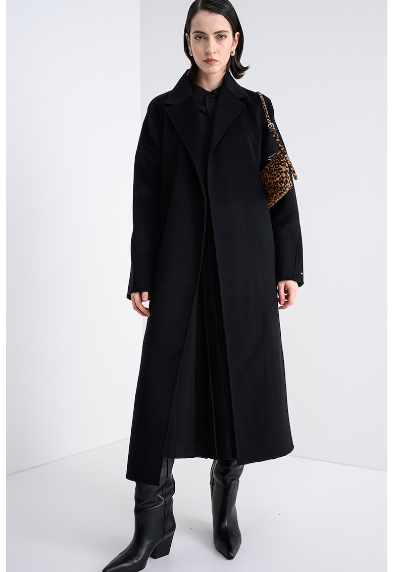 Palton din amestec de lana cu cordon