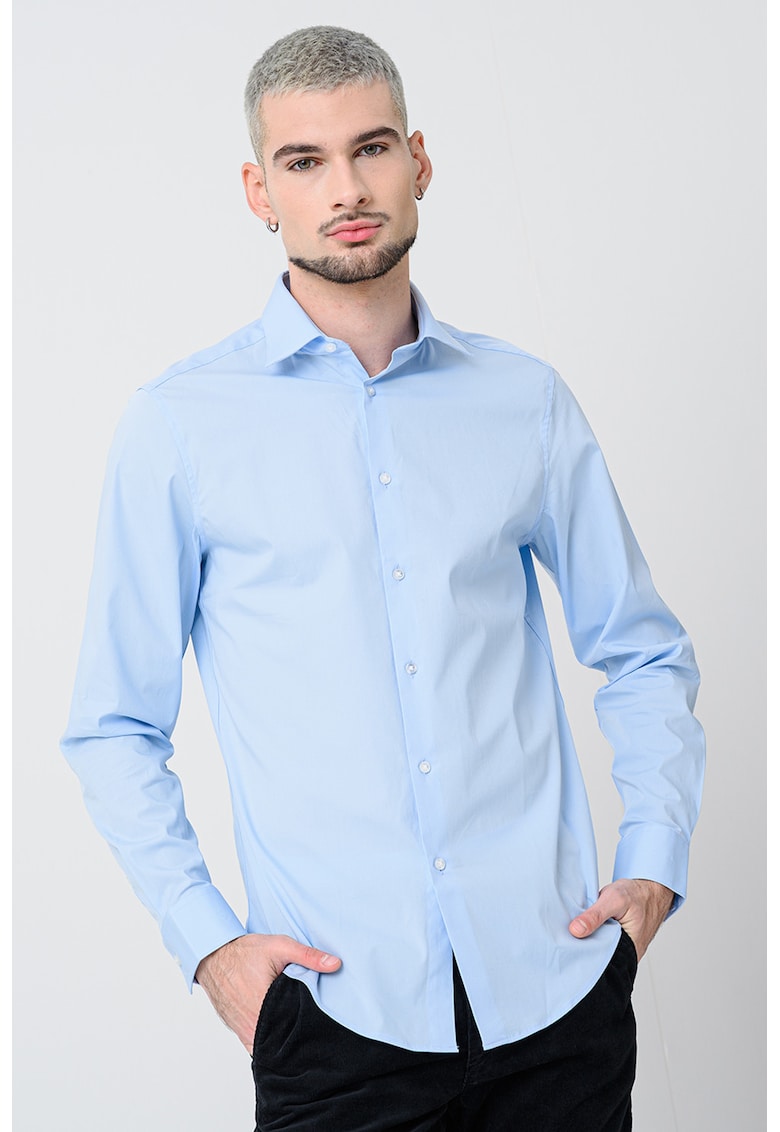 Camasa regular fit cu model uni - Albastru pastel
