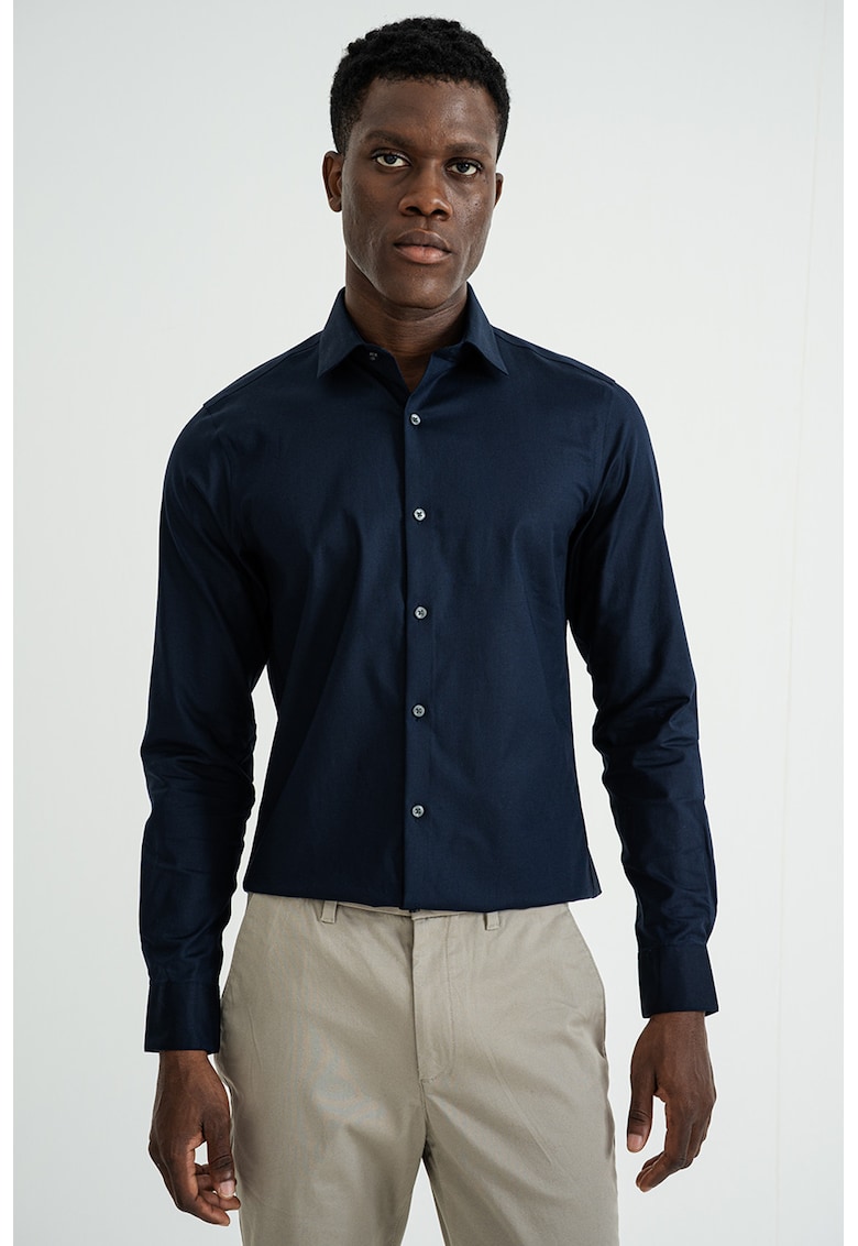 Camasa slim-fit cu model uni - Albastru ultramarin