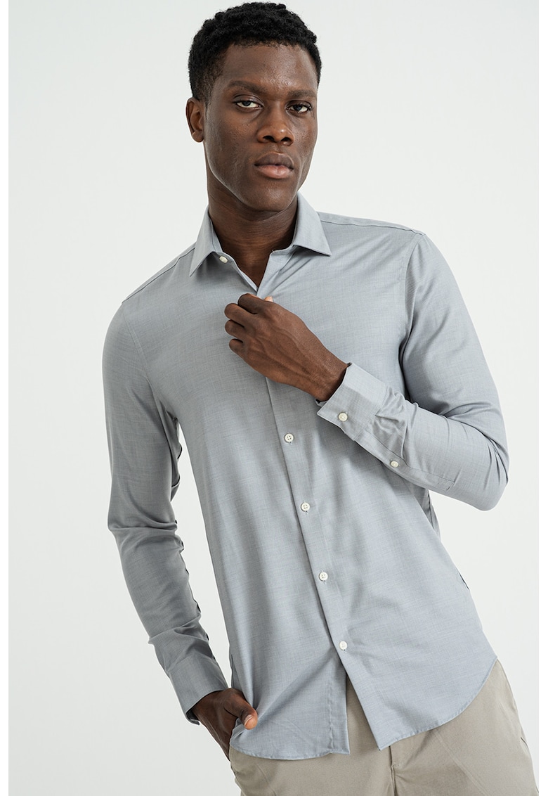 Camasa regular-fit cu model uni - Gri inchis