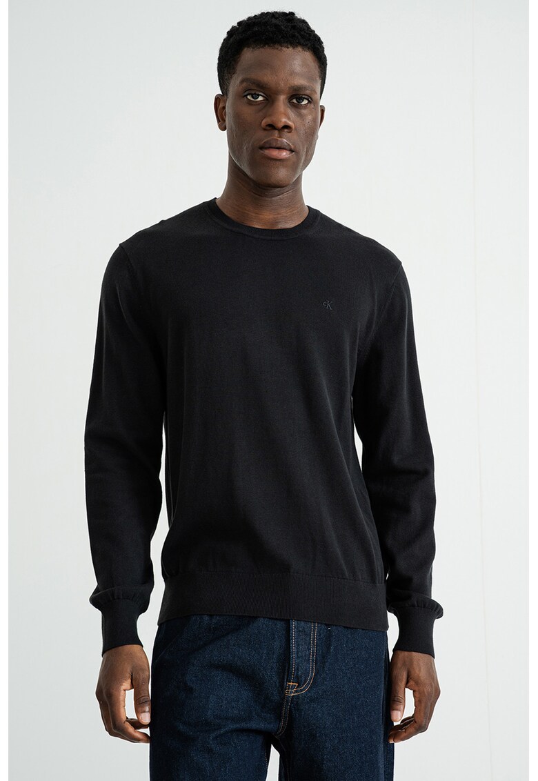 Pulover uni cu decolteu la baza gatului - Negru stins