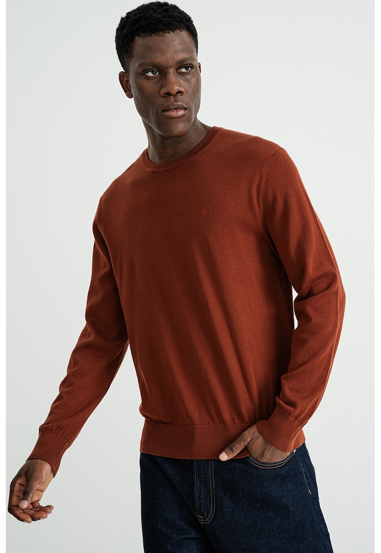 Pulover uni cu decolteu la baza gatului - Maro scortisoara