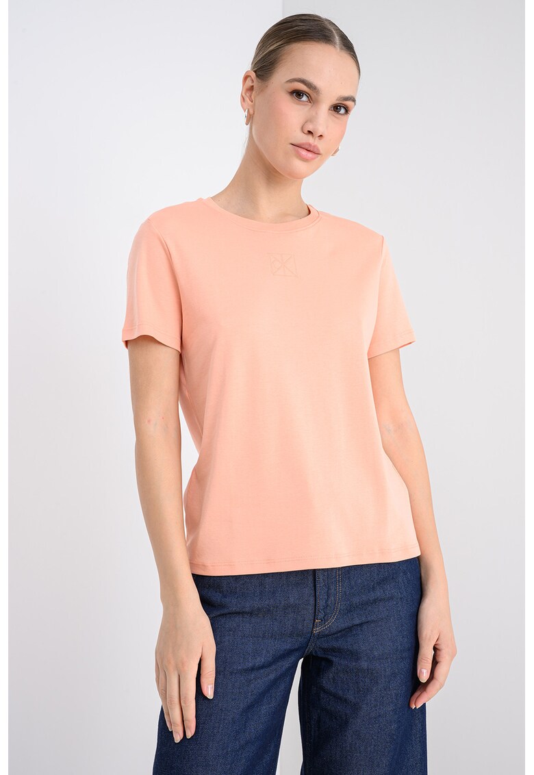 Tricou uni cu croiala regular-fit - Roz somon