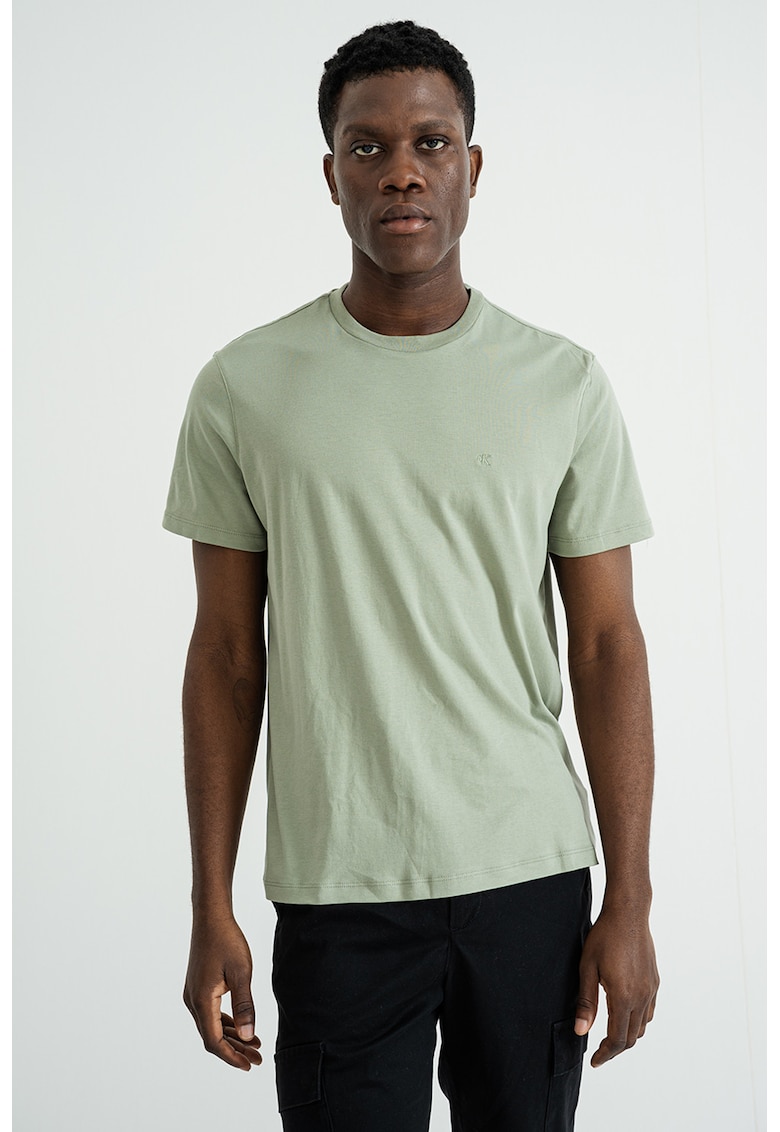 Tricou regular fit cu decolteu la baza gatului