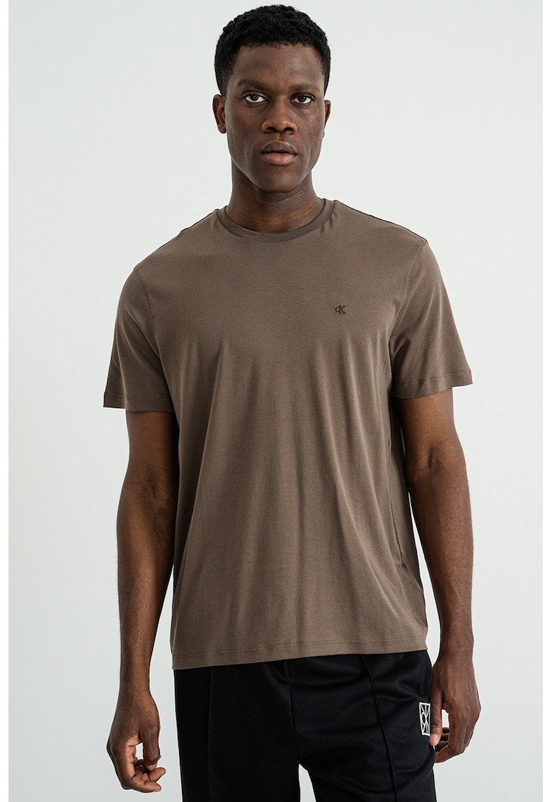 Tricou regular fit cu decolteu la baza gatului