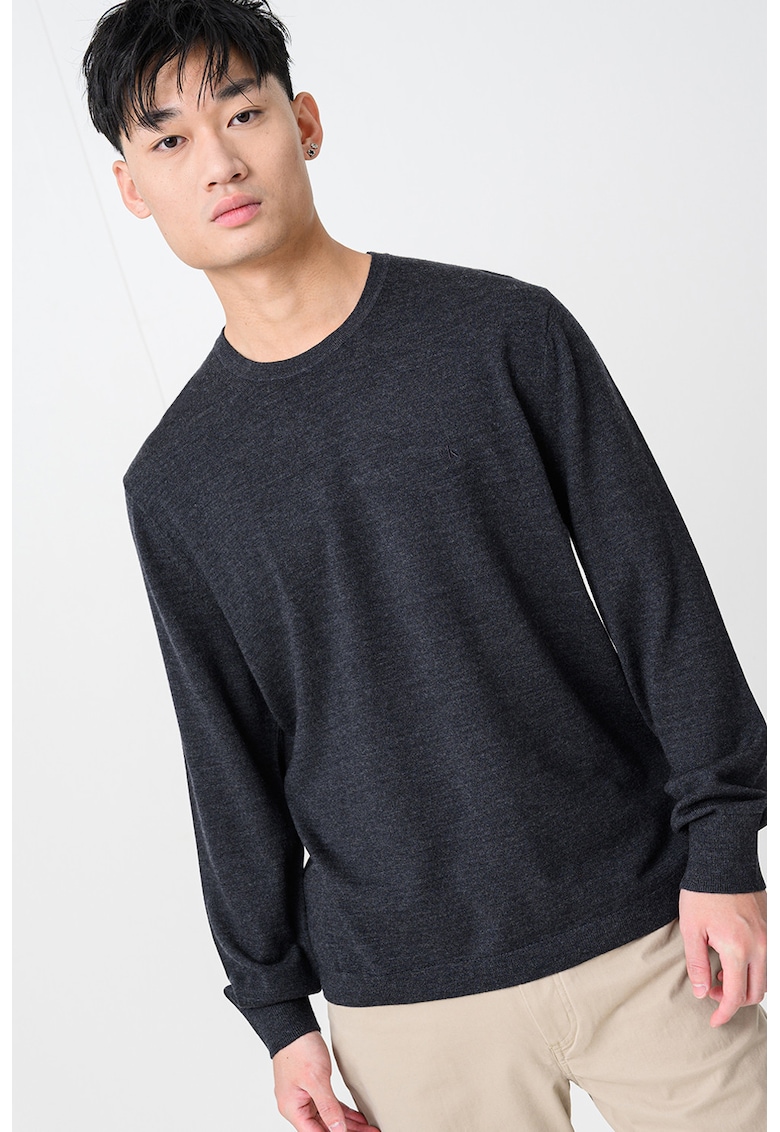 Pulover din lana cu decolteu la baza gatului