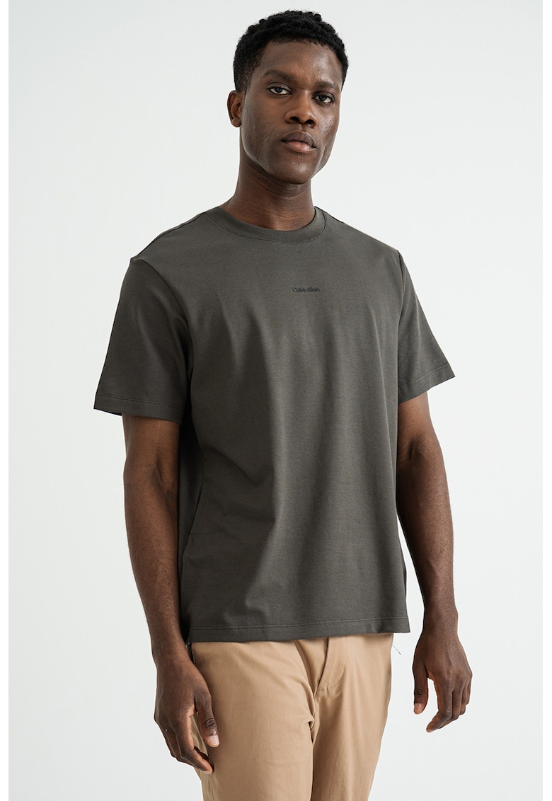 Tricou lejer din bumbac pique - Kaki