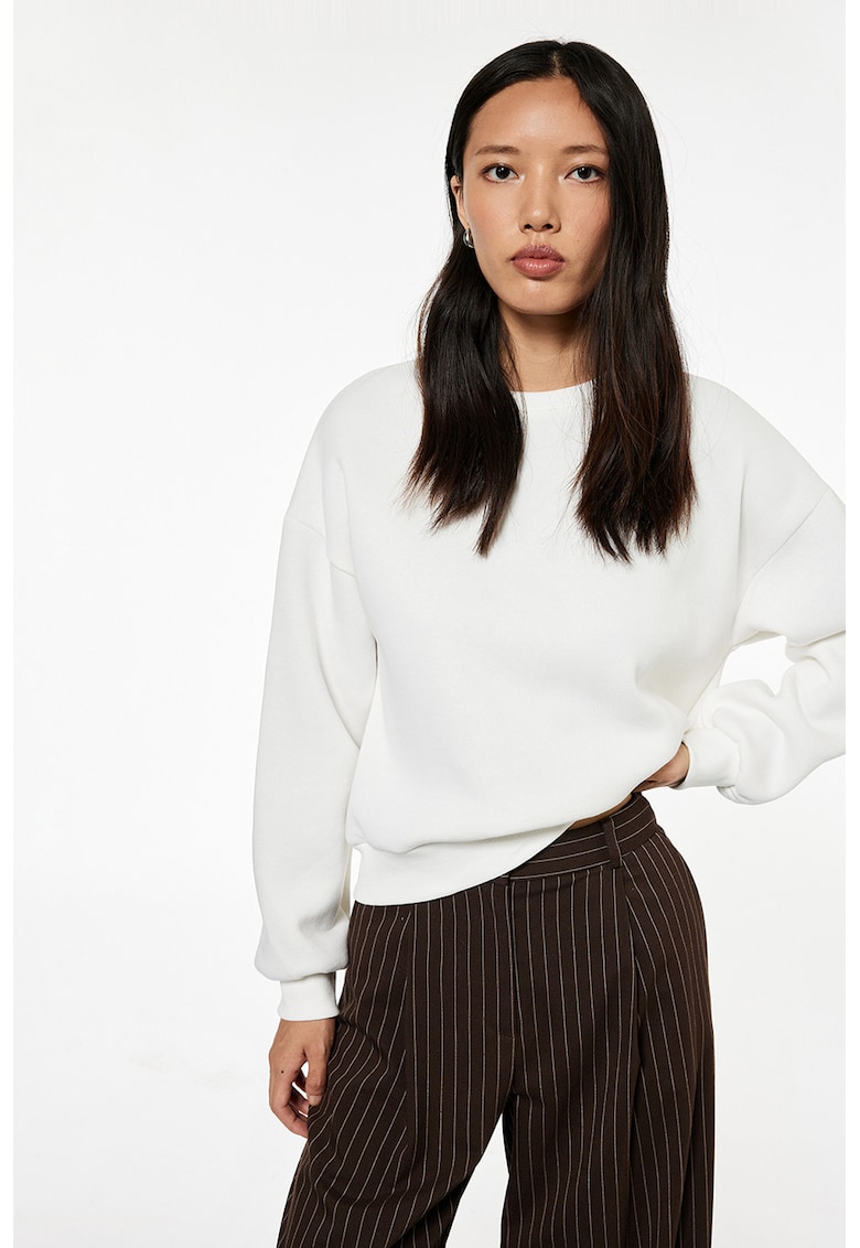 Bluza de trening uni cu decolteu la baza gatului - Alb