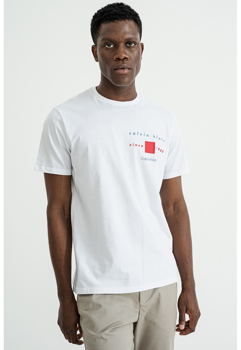 Tricou regular fit cu imprimeu logo pe piept - Alb optic