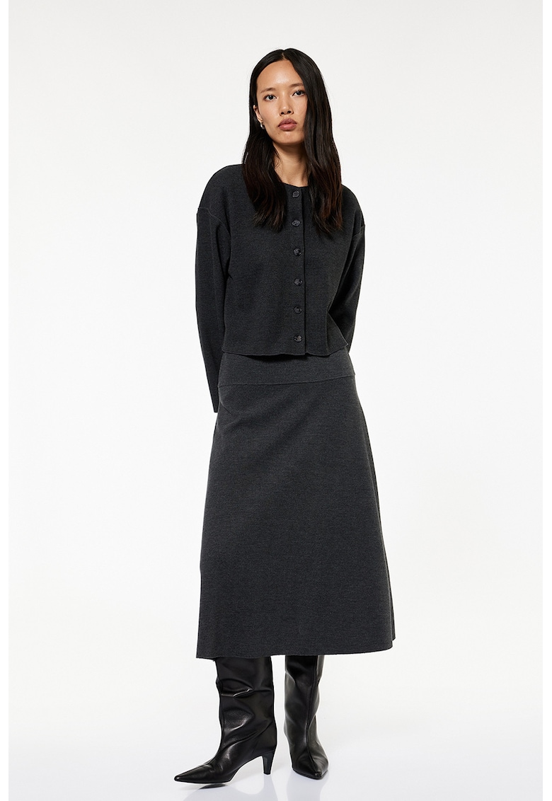 Fusta midi evazata - Gri inchis