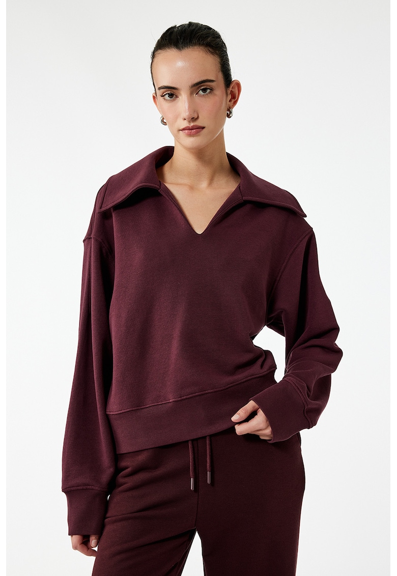 Bluza de trening din amestec de bumbac cu decolteu in V