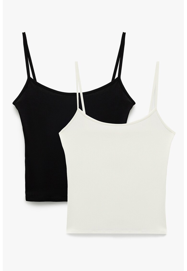 Set de top-uri uni - 2 piese - Negru/Alb murdar