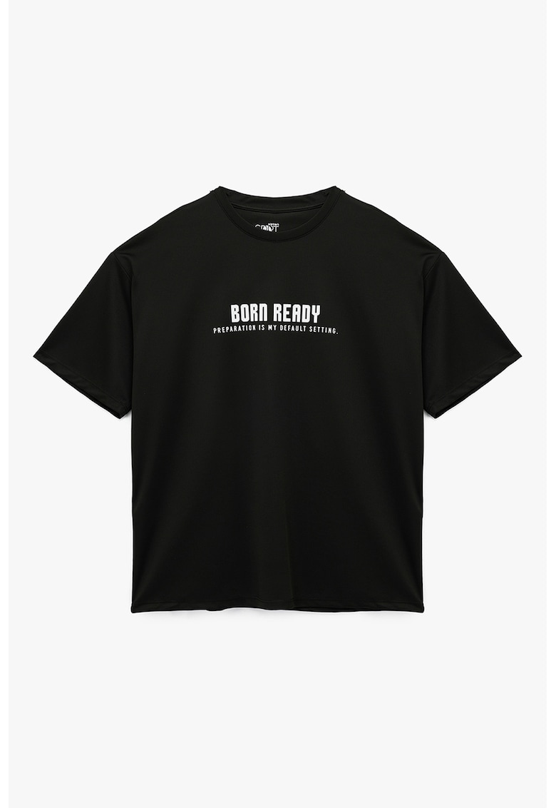 Tricou cu decolteu la baza gatului - Negru