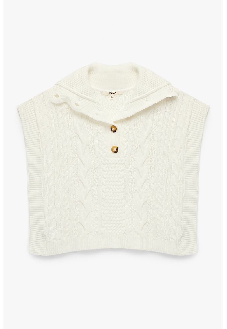 Vesta tricotata cu fenta cu nasturi