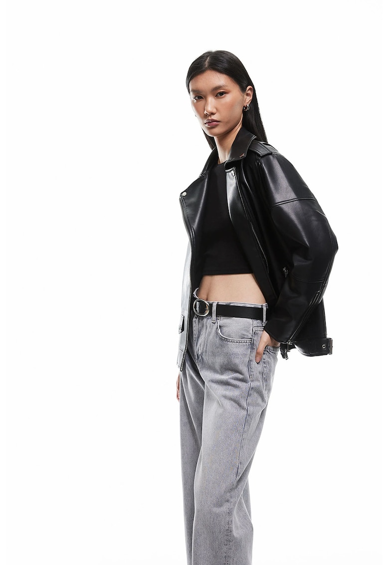 Jacheta de piele ecologica cu fermoar