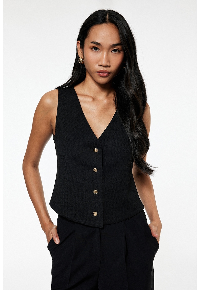 Vesta cu decolteu in V si nasturi