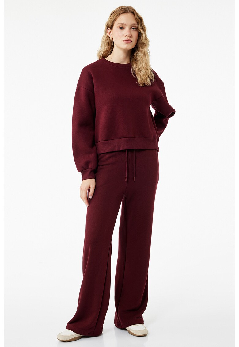 Pantaloni relaxed fit cu snur pentru ajustare - Visiniu