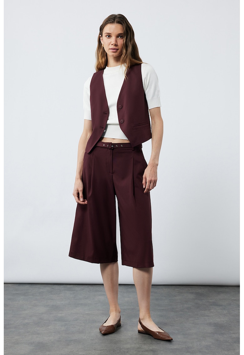 Pantaloni uni trei sferturi - Maro cognac
