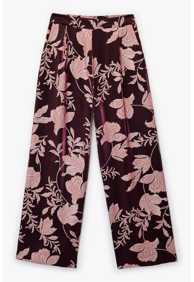 Pantaloni drepti cu model floral