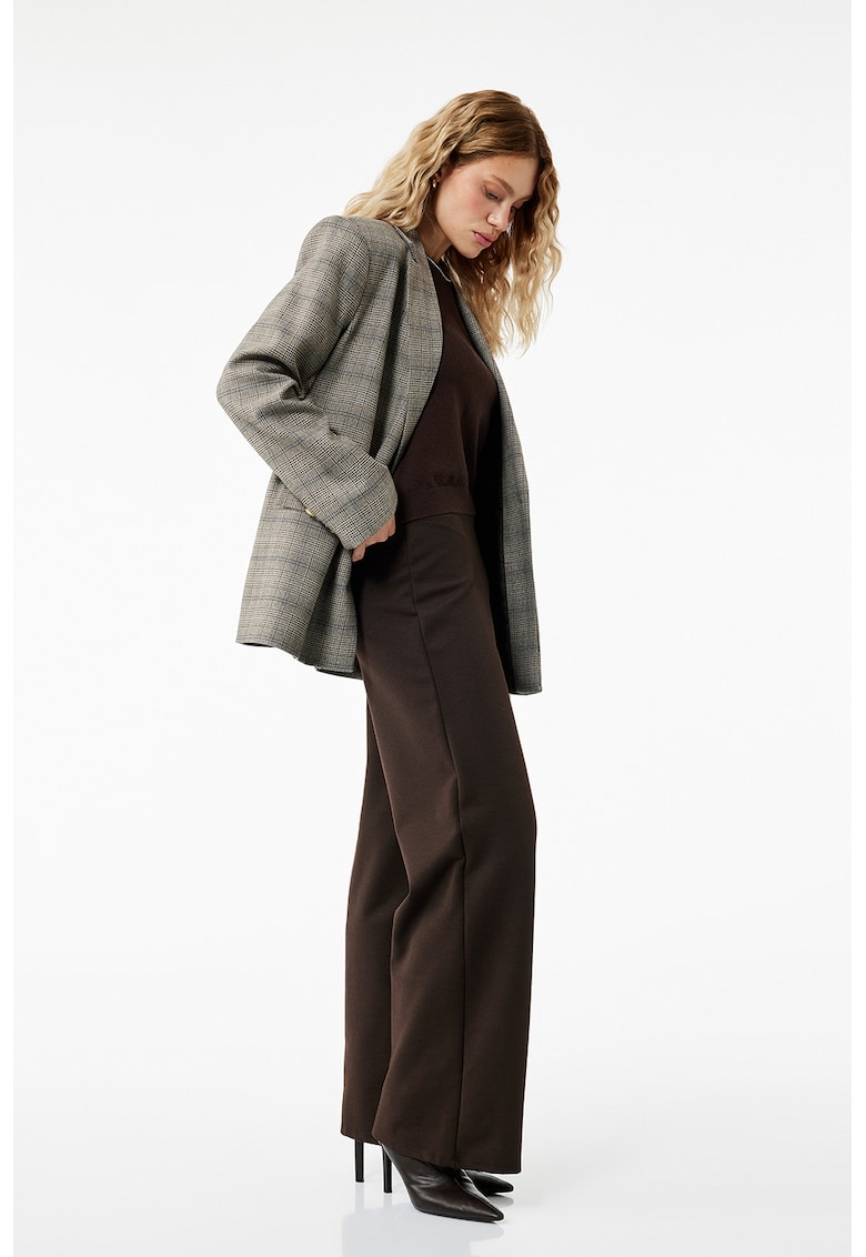 Pantaloni drepti cu talie inalta - Maro inchis