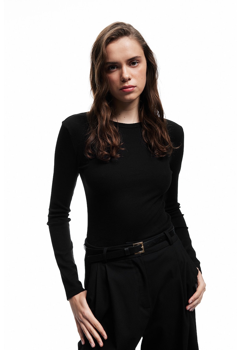 Bluza uni slim fit - Negru
