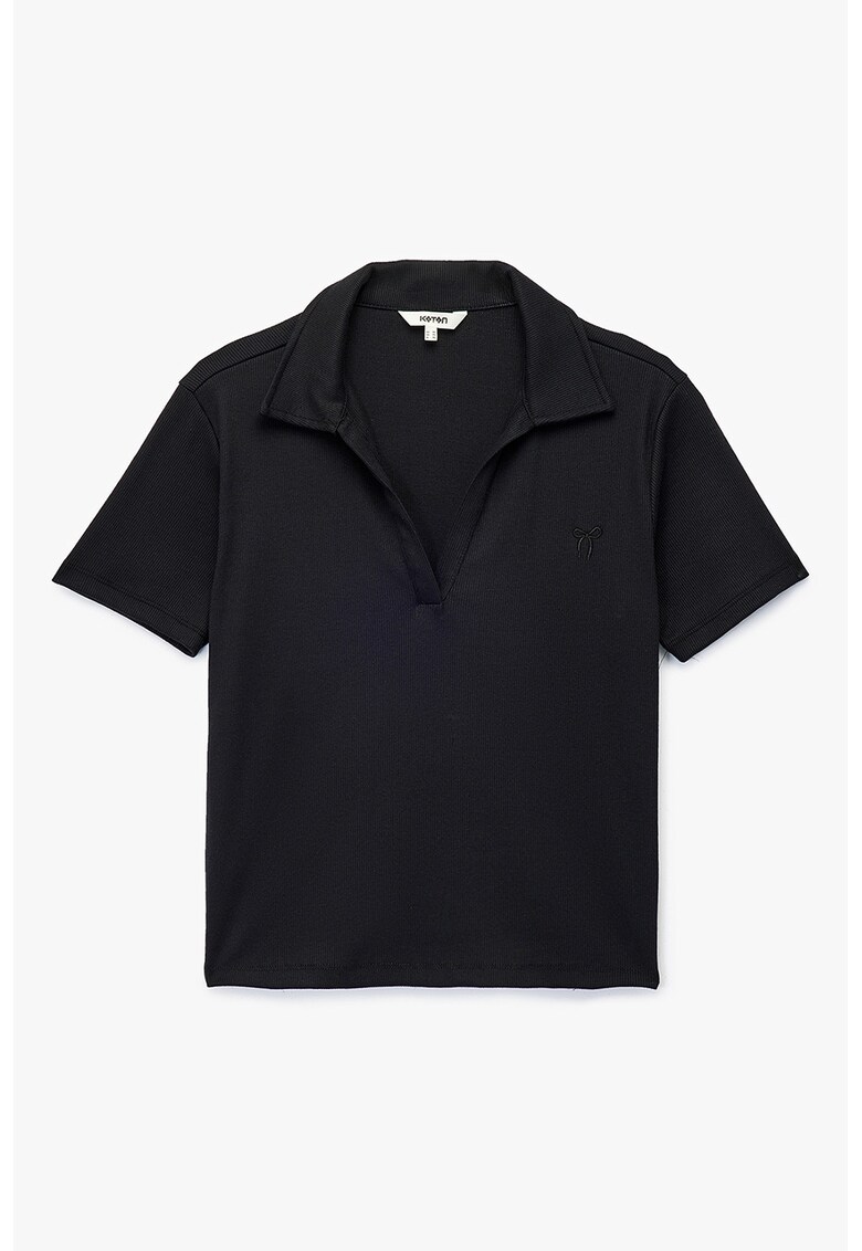 Tricou polo din amestec de bumbac - Negru