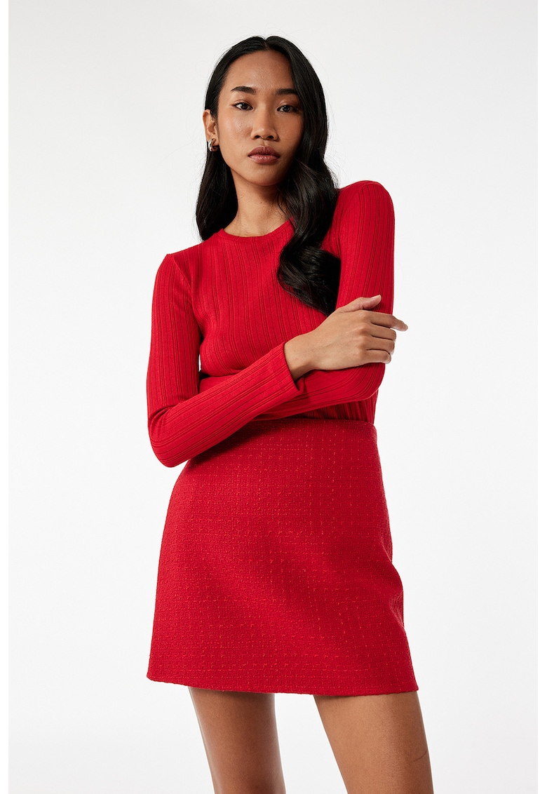 Fusta mini din tuid cu croiala in A