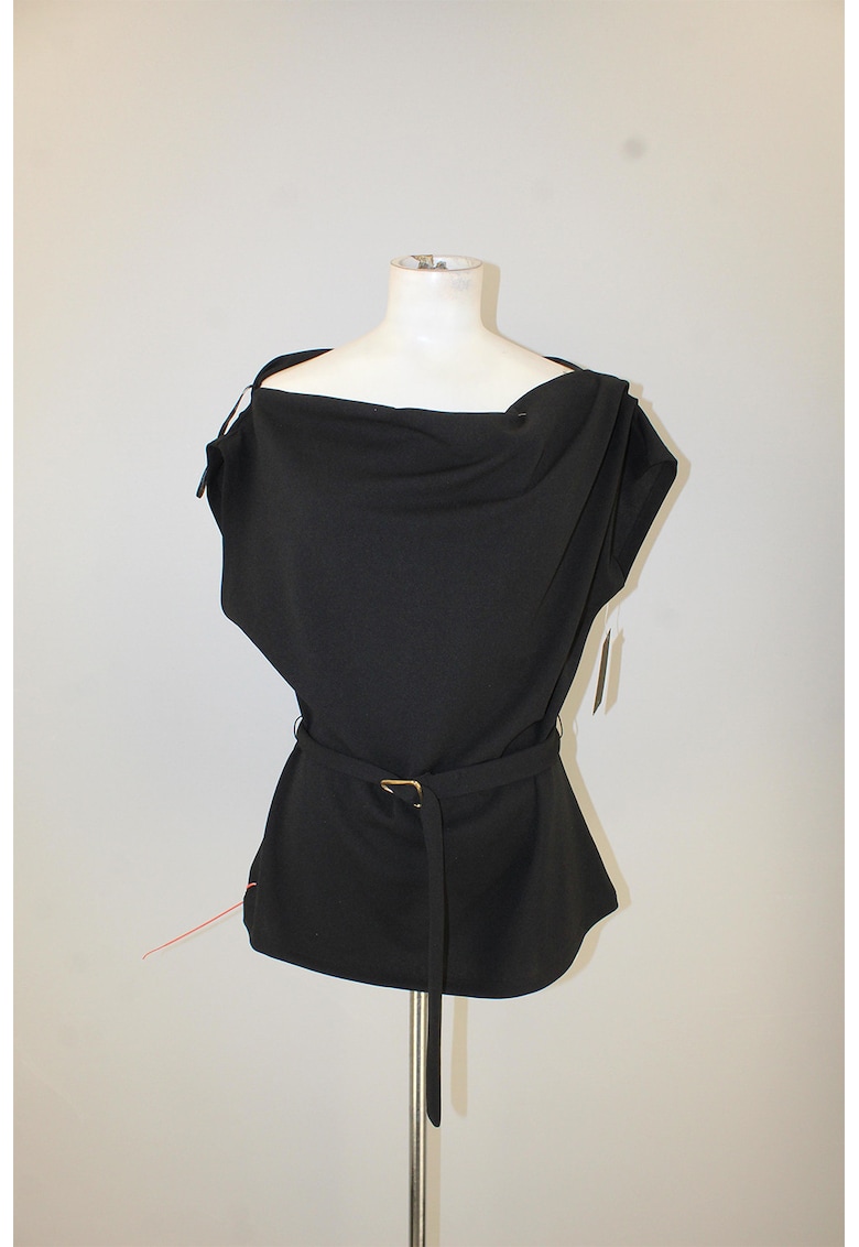Bluza cu decolteu drapat - Negru