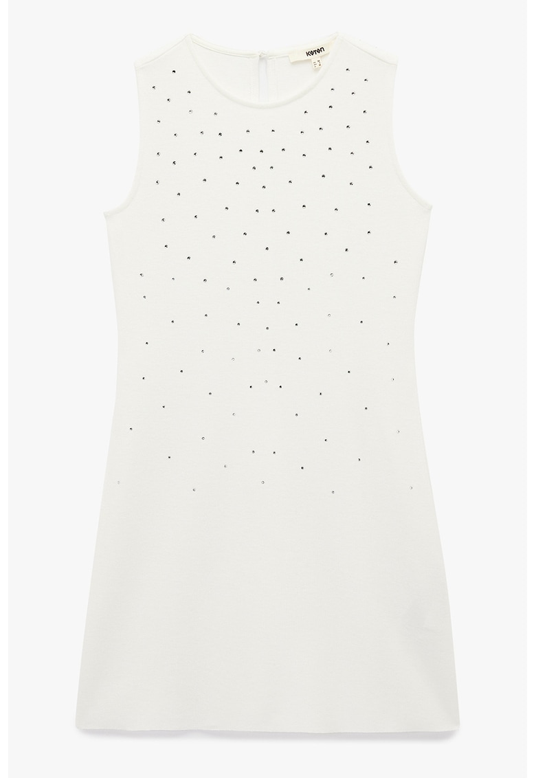 Rochie cu strasuri - fara maneci - Alb murdar/Argintiu