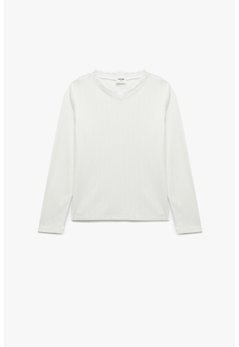 Bluza uni cu decolteu in V - Alb