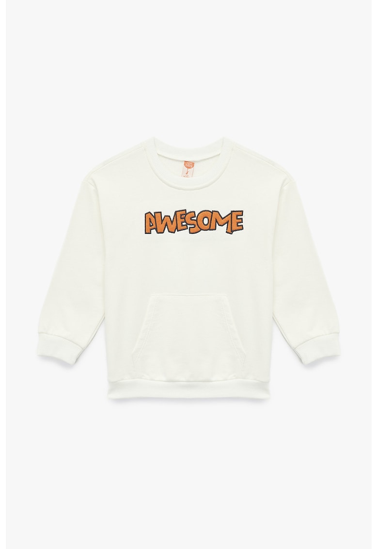 Bluza de trening cu decolteu la baza gatului si aplicatie text