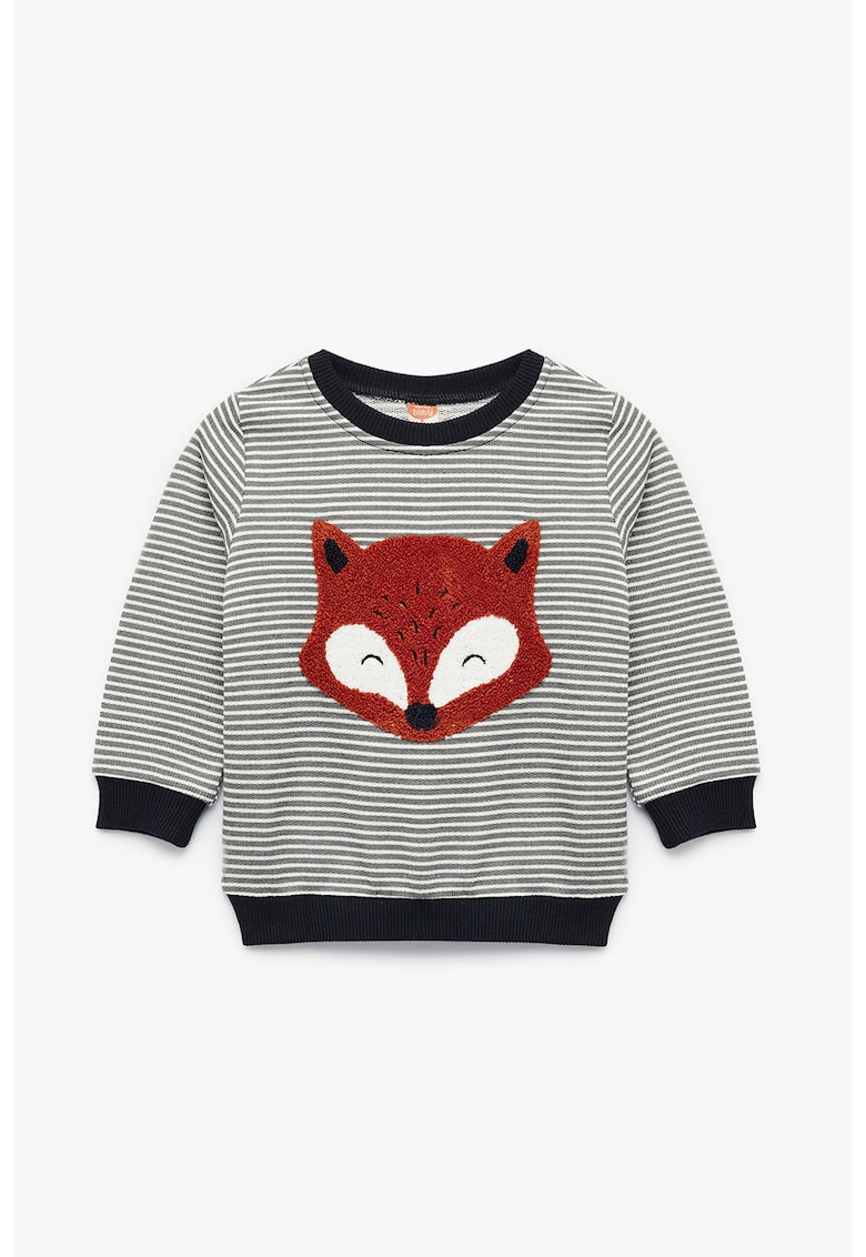 Bluza de trening cu dungi si vulpe brodata