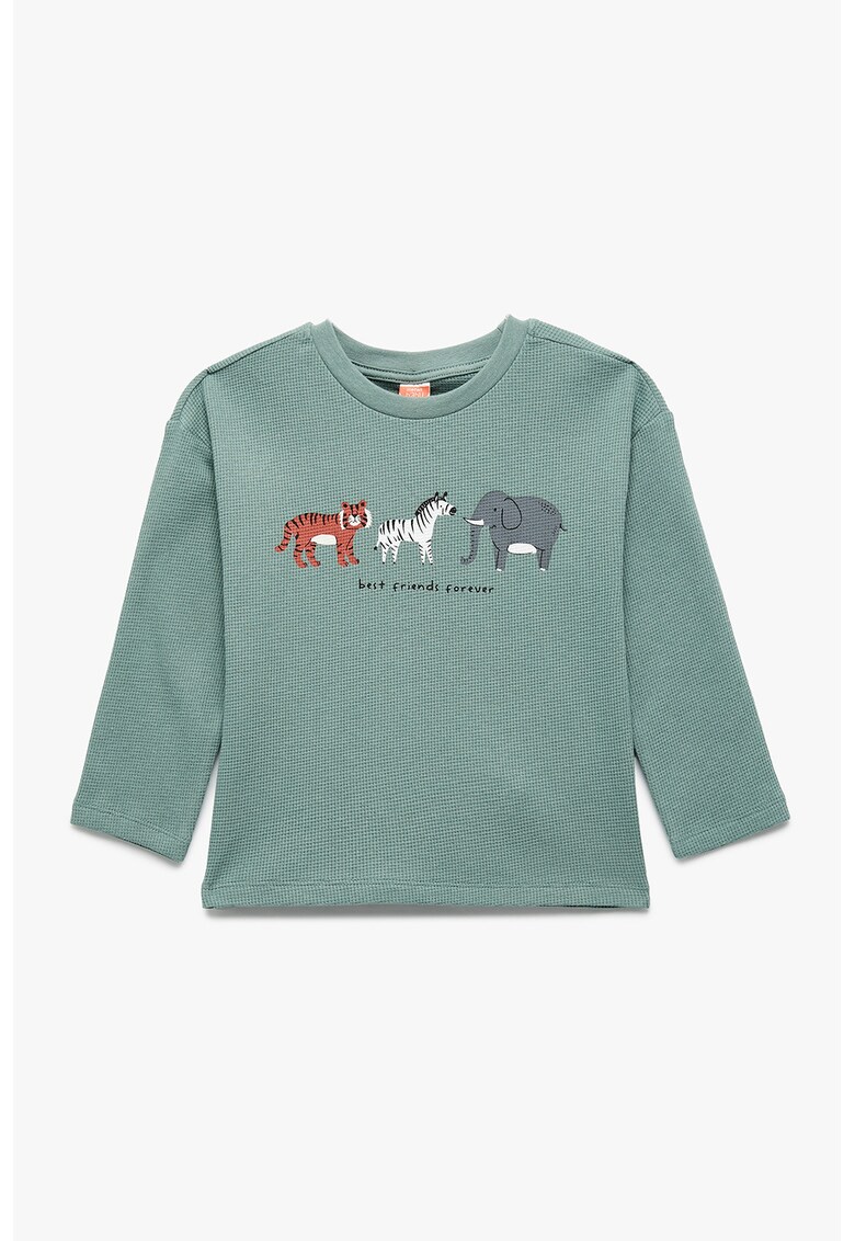 Bluza cu aspect texturat cu animal print - Verde feriga