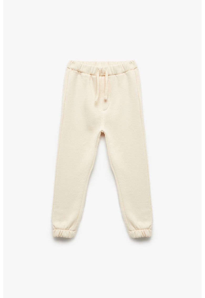 Pantaloni de trening din amestec de bumbac cu model uni