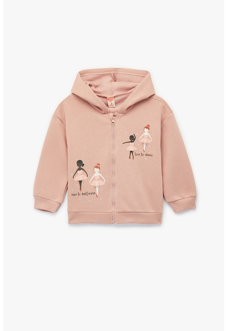 Hanorac cu imprimeu grafic si fermoar