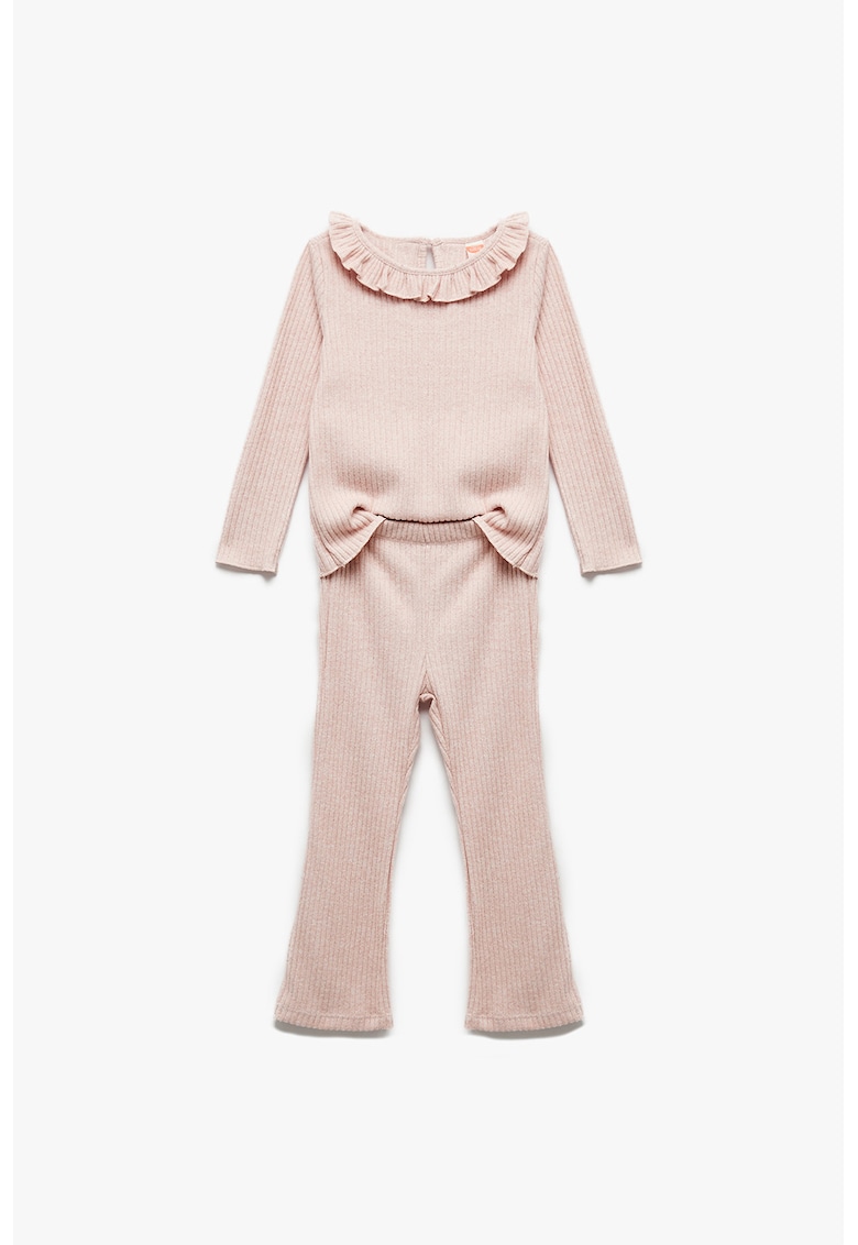 Set de bluza striata cu guler cu volane si pantaloni bootcut - 2 piese