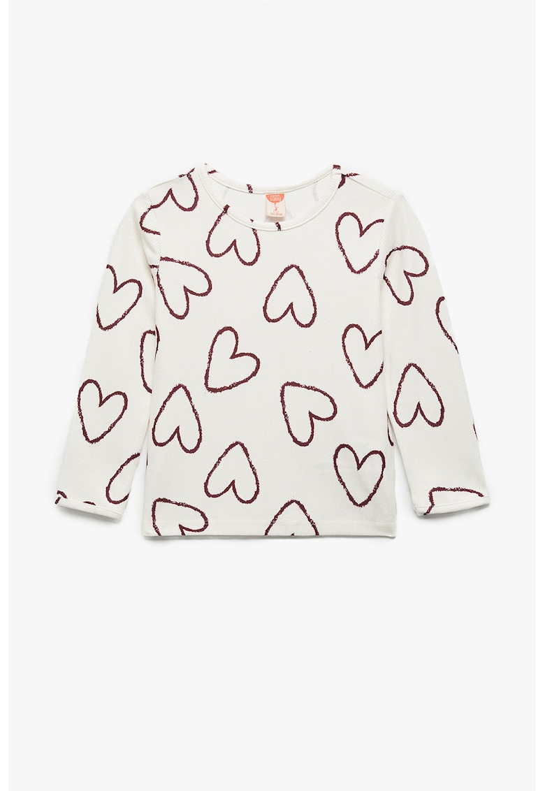 Bluza regular-fit cu inimi - Rosu inchis/Alb murdar