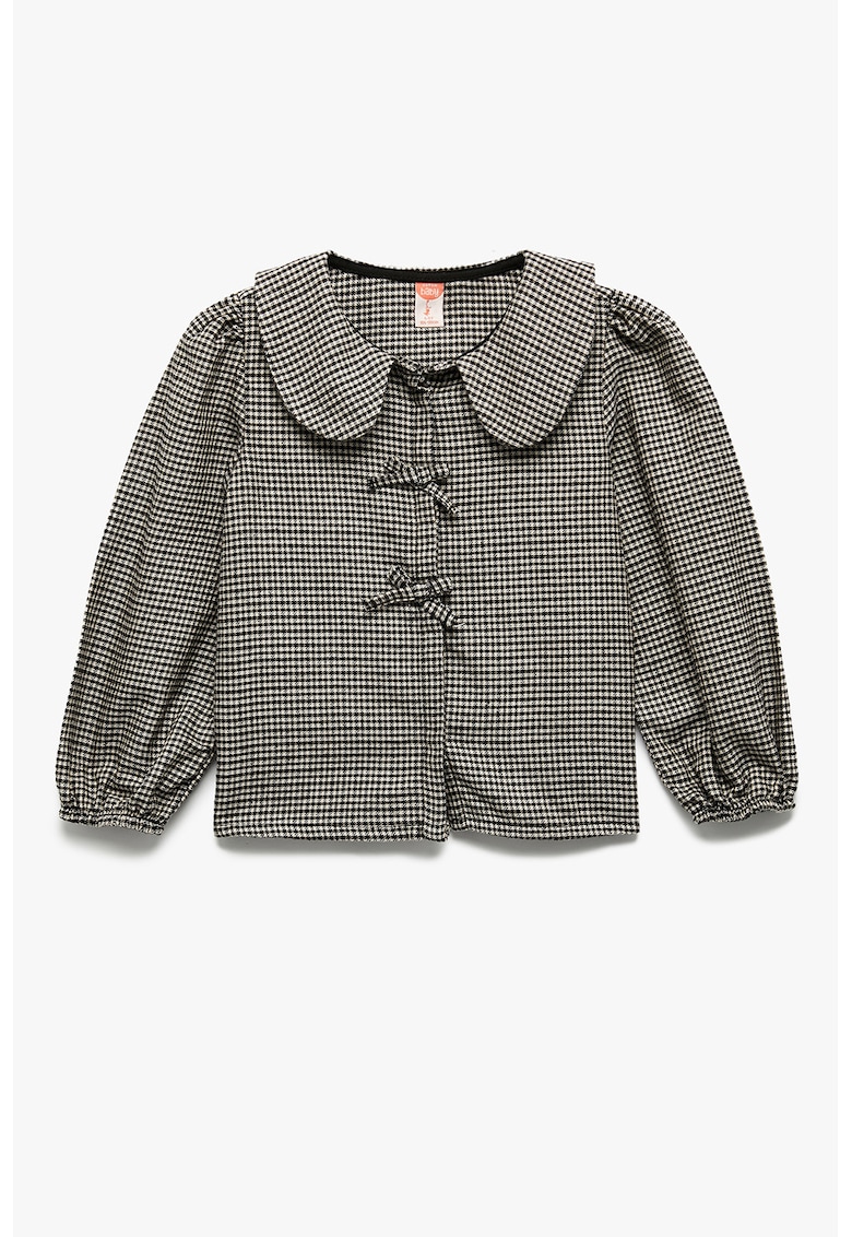 Camasa din bumbac cu model in carouri - Alb/Gri inchis