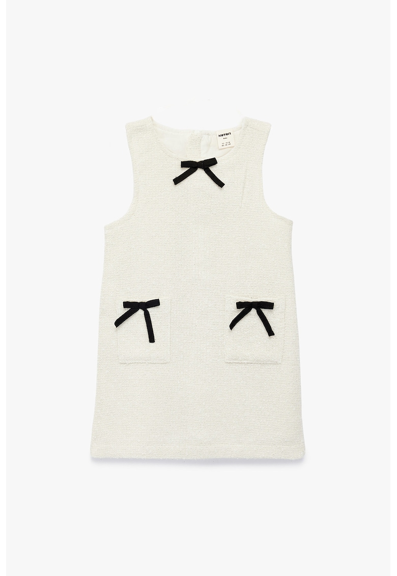 Rochie scurta cu funde - Negru/Alb murdar