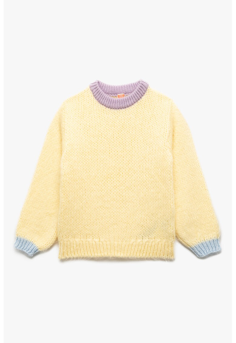 Pulover uni cu decolteu la baza gatului - Galben/Lila